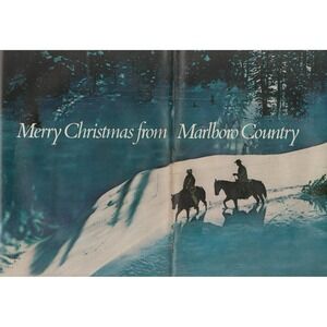 Marlboro Country Christmas Cowboys Editorial Magazine Centerfold Print Ad 1970